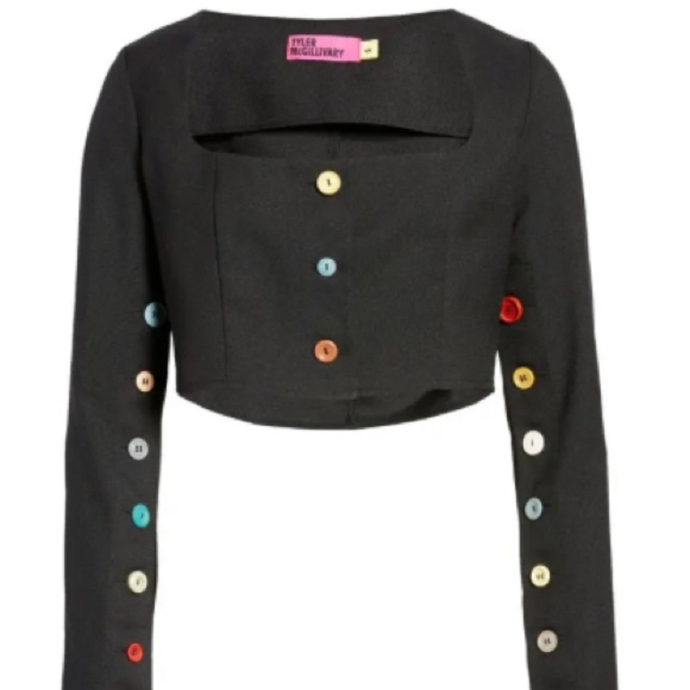 NWT Tyler McGillivary Rainbow Button Noni Crop Top Sz. Large